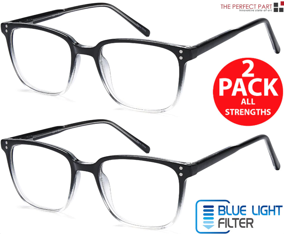 2 PK Unisex Blue Light Blocking Reading Glasses Computer Readers for Men Women