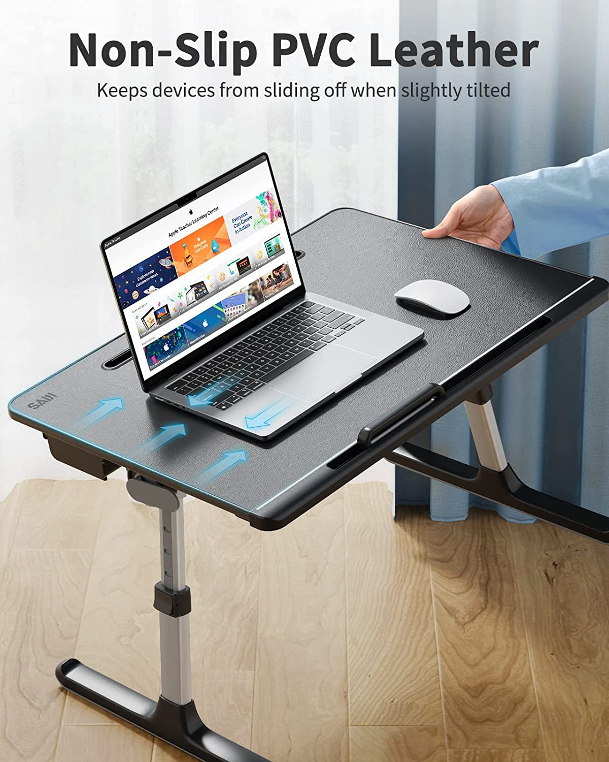 Laptop Bed Tray Desk, X-Large Adjustable Laptop Table, Foldable Laptop Desk with Storage Drawer and Bookstand for Eating, Working, Writing, Gaming, Drawing (Black)