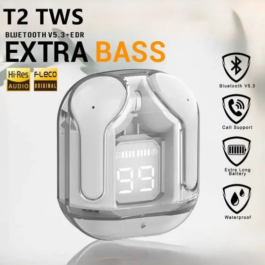 T2 TWS Wireless Headphones LED Power Earphones Digital Display Headset Stereo Sound Bluetooth-Compatible 5.3 for Xiaomi Lenovo