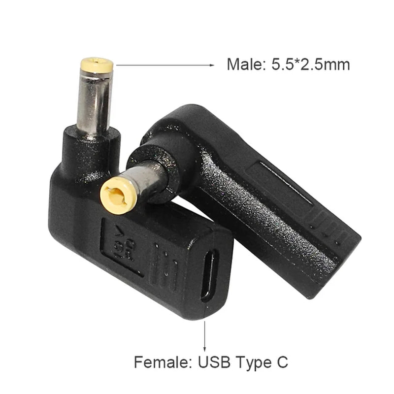 Type C to Dc Power Jack Laptop Power Adapter Connector USB C to Notebook Charger Converter for Asus Hp Lenovo Laptop