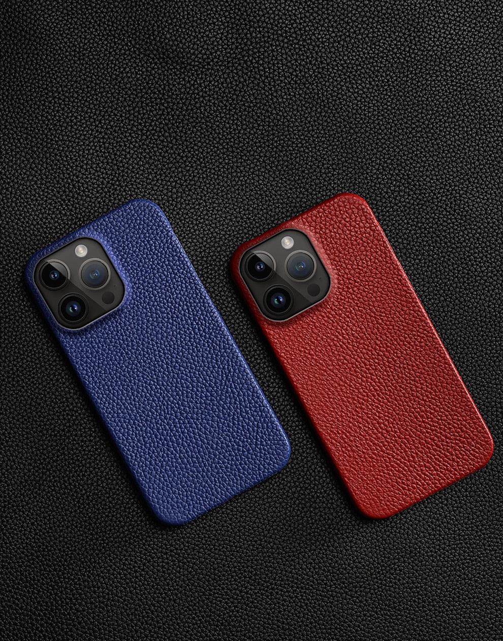 Neon Orange Genuine Leather iPhone Case