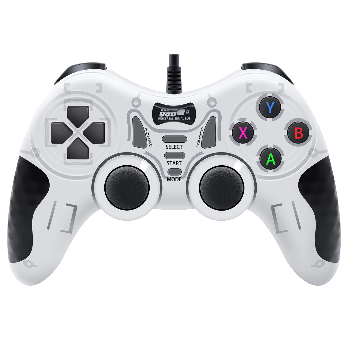 Gamepad BLACK White Wired Handle for Gaming TV / Computer PC Joystick PS3 Controller with Vibration Effect