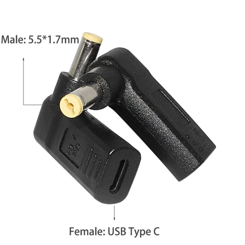 Type C to Dc Power Jack Laptop Power Adapter Connector USB C to Notebook Charger Converter for Asus Hp Lenovo Laptop
