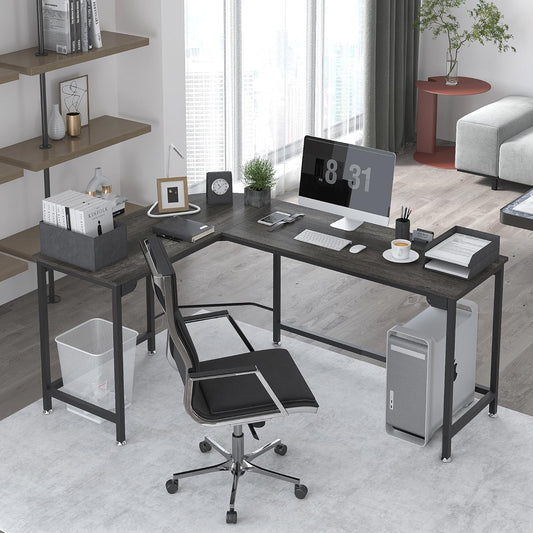 Modern L Shaped Gaming Desk 66'' Corner Computer Desk for Home Office Gaming Table Study Writing Workstation for Small Space, Easy to Assemble