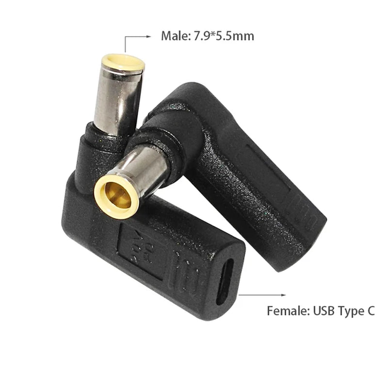Type C to Dc Power Jack Laptop Power Adapter Connector USB C to Notebook Charger Converter for Asus Hp Lenovo Laptop