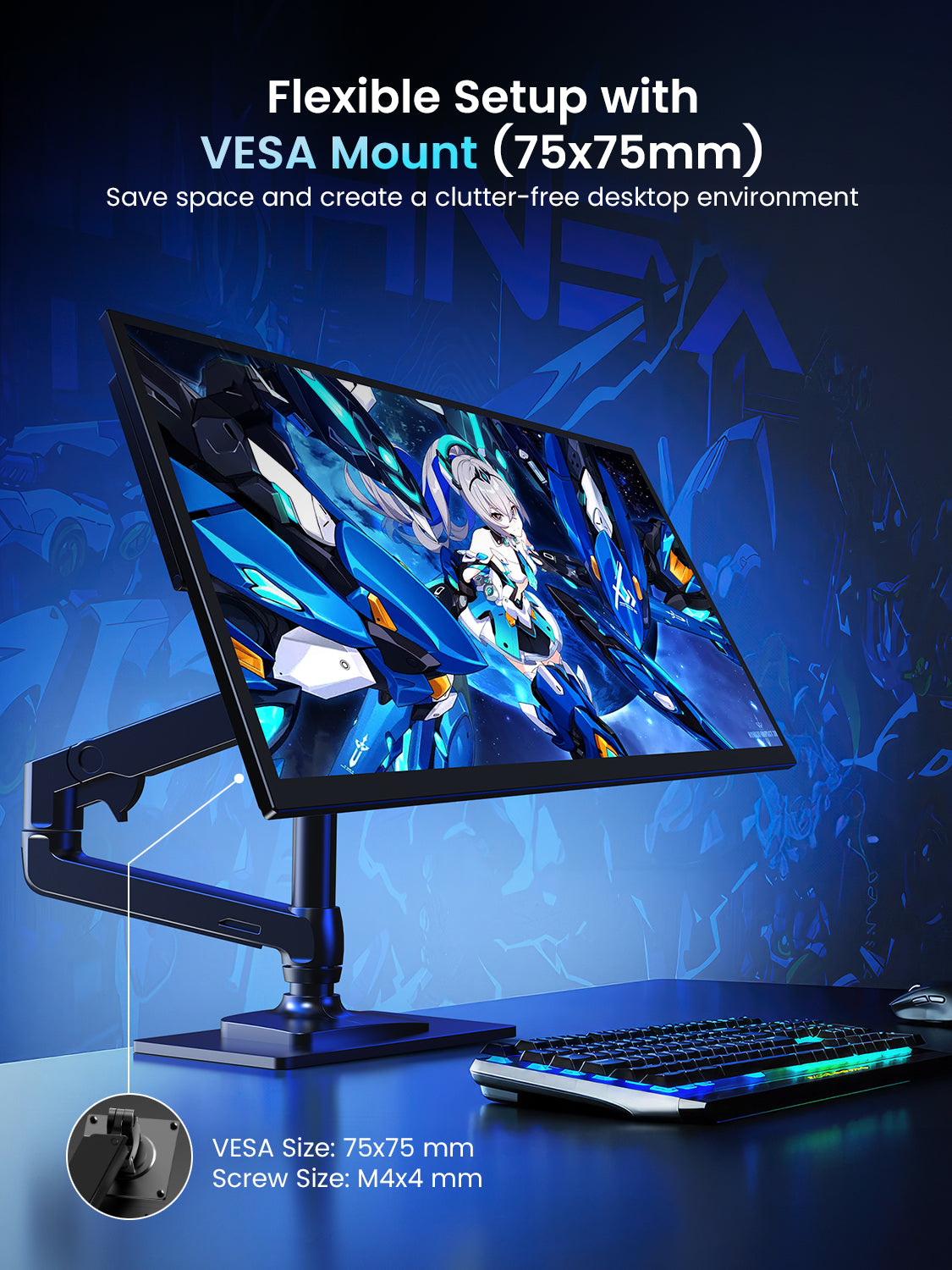 UPERFECT Portable Monitor 18.5 Inch, 120Hz 1080P FHD, 125 Percent SRGB, IPS HDR Gaming Screen, FreeSync, VESA Ready With Stand, USB C HDMI External Travel Monitor For Laptop MacBook