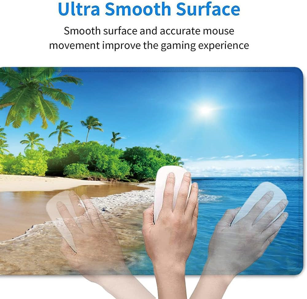31.5X11.8 Inch Non-Slip Long Extended Large Gaming Mouse Pad with Stitched Edges XL Laptops Keyboard Mouse Mat(Beach View)