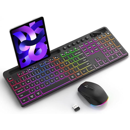 Wireless Keyboard And Mouse One-piece Set With Card Slot Luminous Ergonomic Business Office