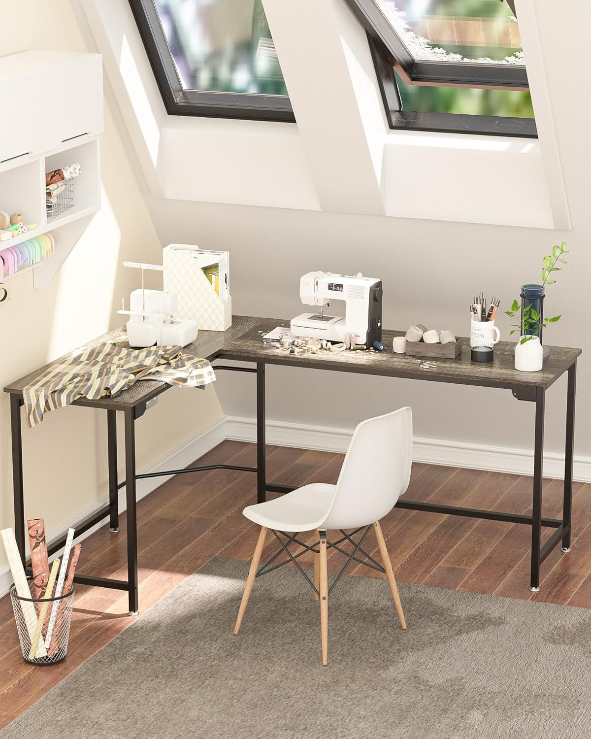 Modern L Shaped Gaming Desk 66'' Corner Computer Desk for Home Office Gaming Table Study Writing Workstation for Small Space, Easy to Assemble