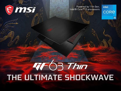 GF63 Thin 11SC-693 15.6" Gaming Laptop, Intel Core I5-11400H, NVIDIA Geforce GTX 1650, 8GB Memory, 256GB Nvme SSD, Windows 11