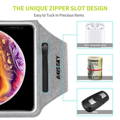 Green Zipper Running Phone Armband – product view 2