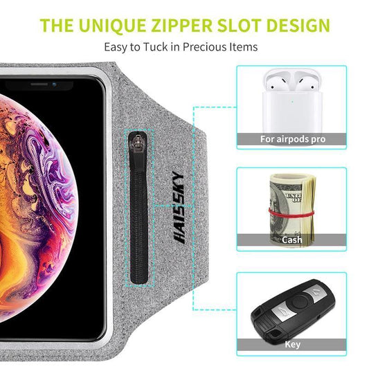 Green Zipper Running Phone Armband – product view 2