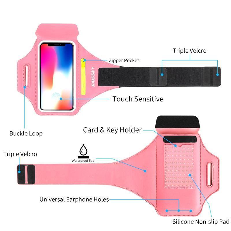 Green Zipper Running Phone Armband – product view 6