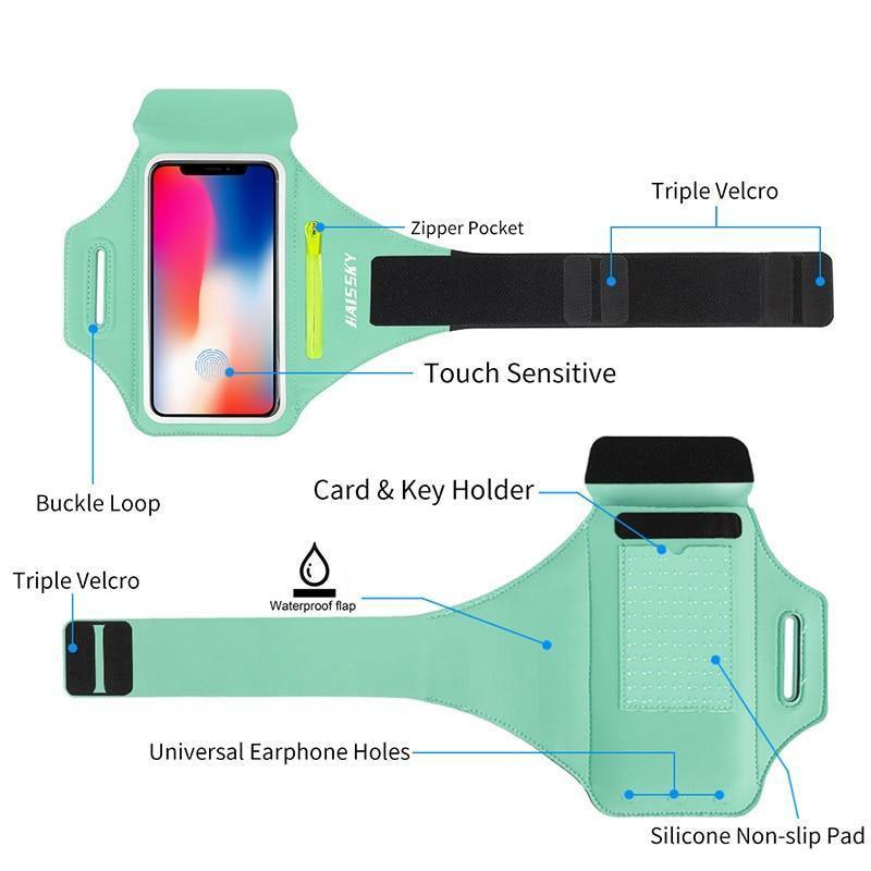 Green Zipper Running Phone Armband – product view 12