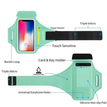 Green Zipper Running Phone Armband – product view 12