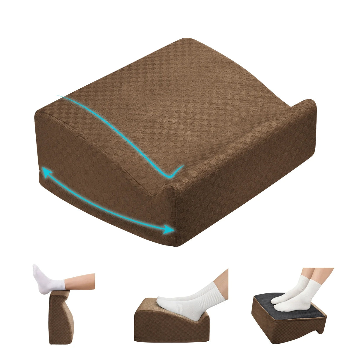 Adjustable Height Foot Rest Pillow with Washable Cover Non-Slip Ergonomic Footrest for Office Desk Couch