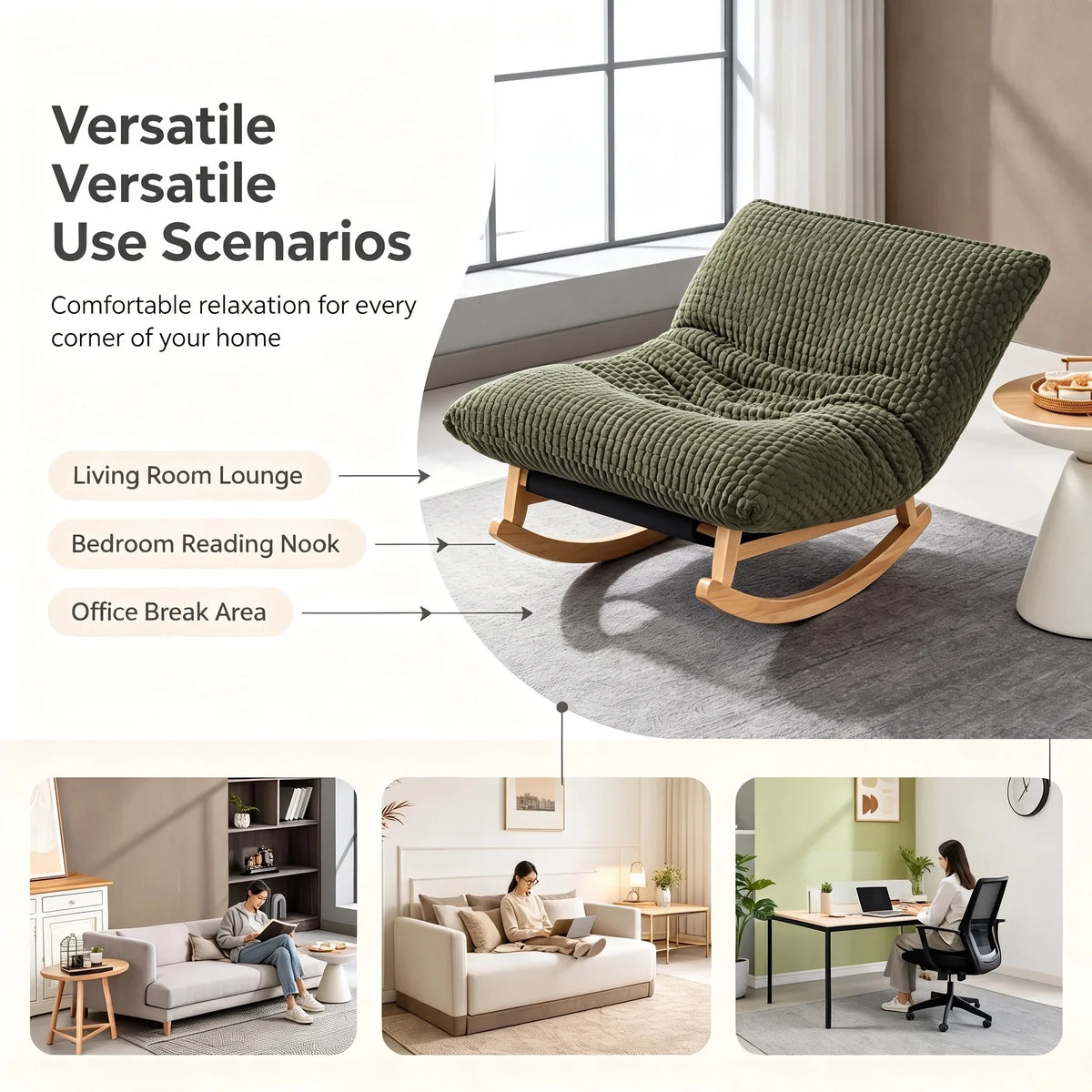 43.3-inch Single-seater Lounge Sofa Without Armrests Made Of Comfortable Corduroy Fabri Suitable For Living Rooms Offices Apartments and Bedrooms