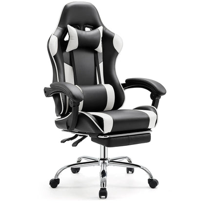 MCQ Gaming Chair Video Game Desk Ergonomic Office Chair with Footrest and Lumbar Support Height Adjustable with 360° Swivel