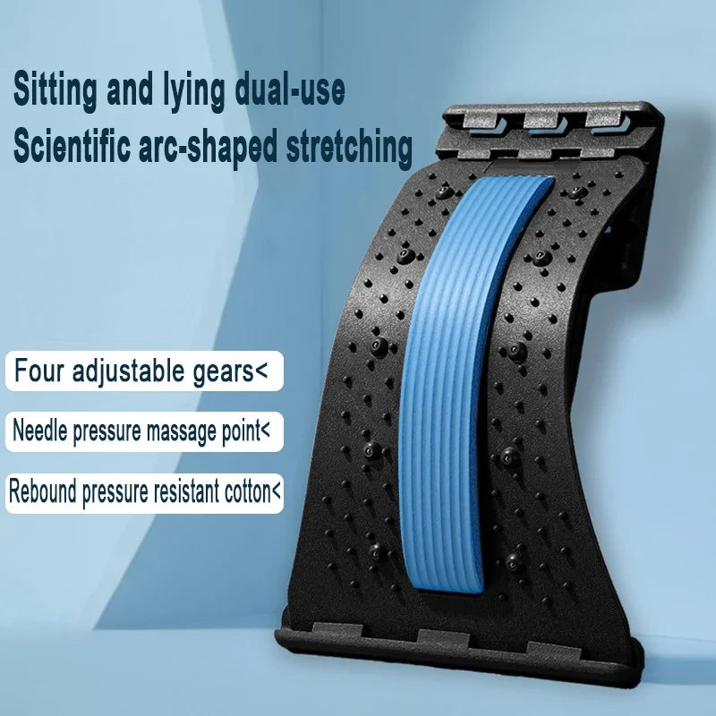 4-Level Adjustable Back Stretcher Lumbar Support Massage Roller with Sponge Strip for Spine Relax Home Office Yoga Aid