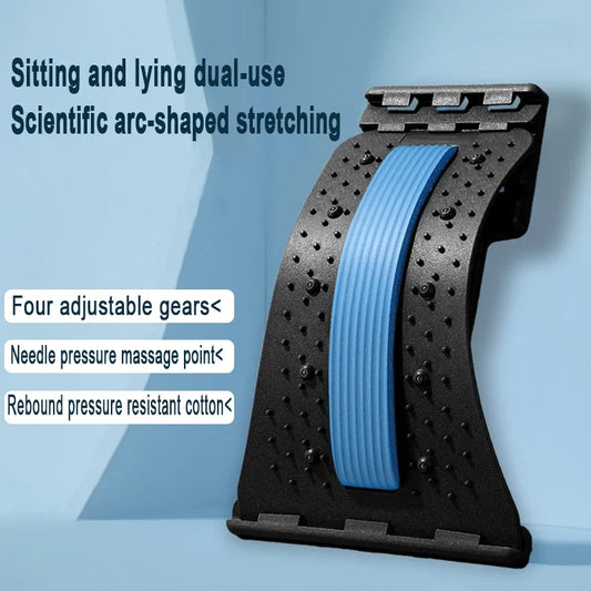 4-Level Adjustable Back Stretcher Lumbar Support Massage Roller with Sponge Strip for Spine Relax Home Office Yoga Aid