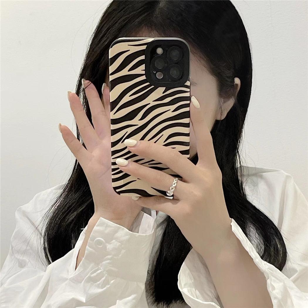 Black & White Zebra Leather iPhone Case – product view 2