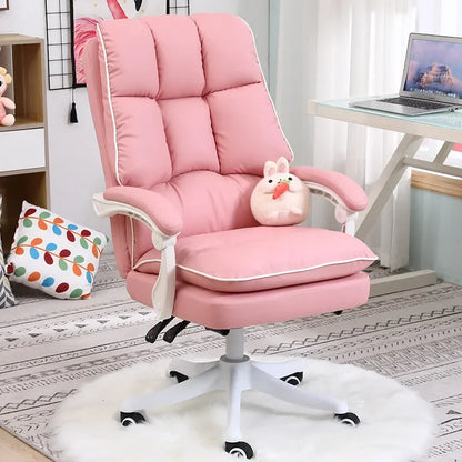 Office  Reclining Armchair with Footrest WCG Computer Gaming  Internet Cafe Gamer  bedroom study  Pink white