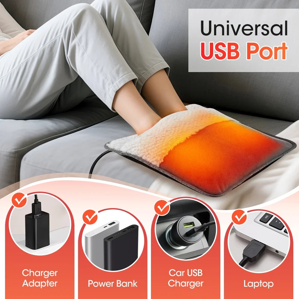 New Electric Foot Heating Pad Winter Foot Warmer Heater Household Foot Warming Mat Washable Non-Slip for Bed Office Home