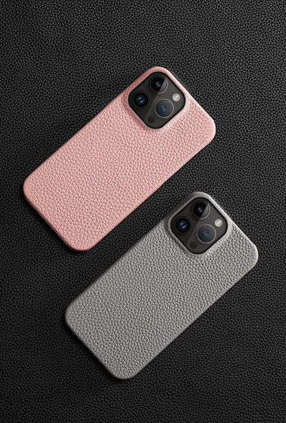 Neon Orange Genuine Leather iPhone Case
