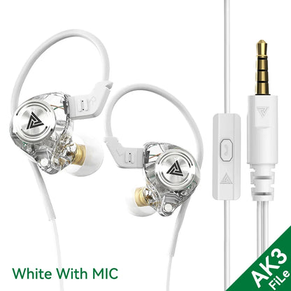 QKZ AK3 FiLe Wired Earphone with Microphone HiFi Music Monitor Bass Headphones Noise Cancelling Headset For Sport Gaming Earbuds