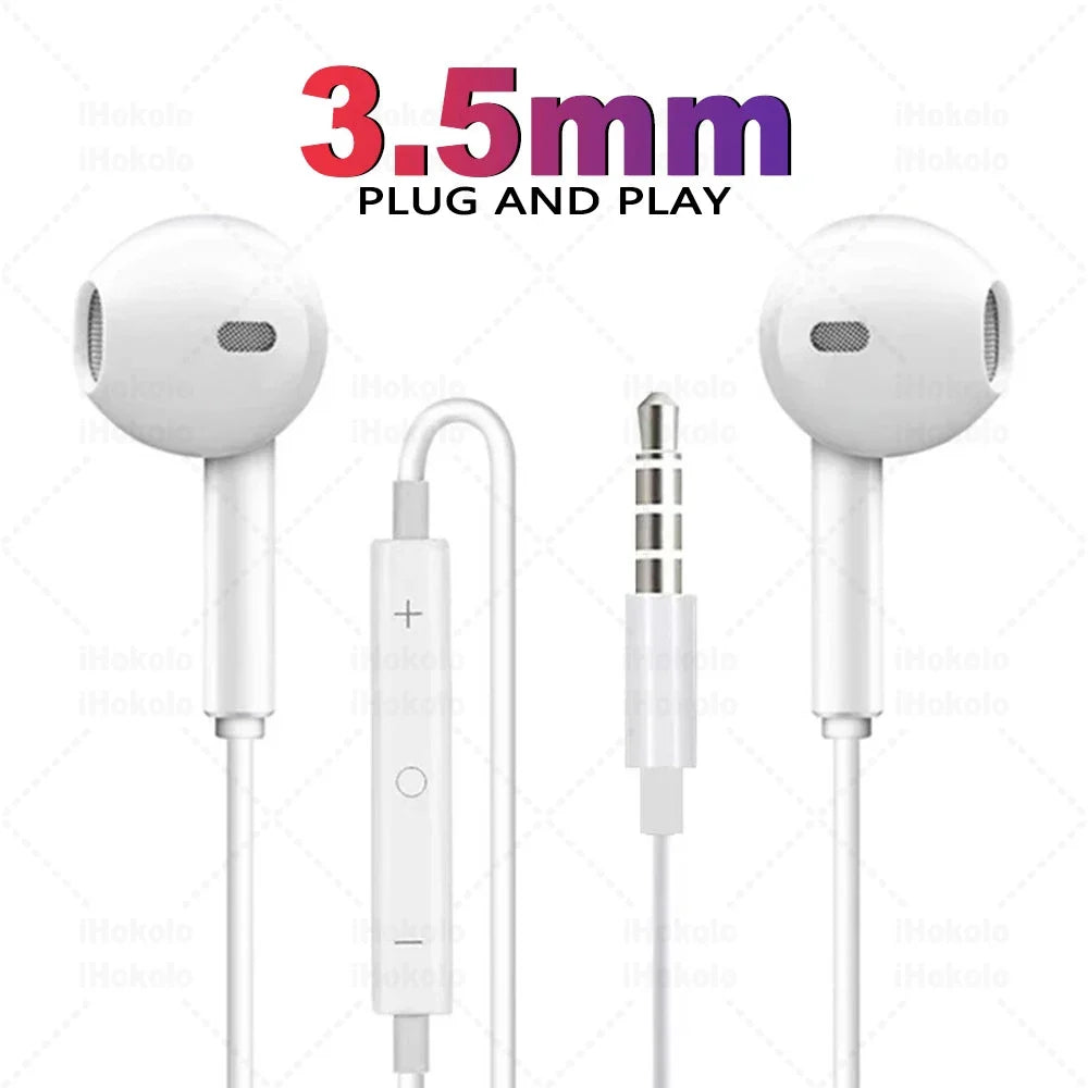 Original Wired Earphones For Apple iPhone 17 16 15 14 13 12 11 Pro Max iPad In-Ear Earbuds For Lightning USB-C 3.5mm Headphones