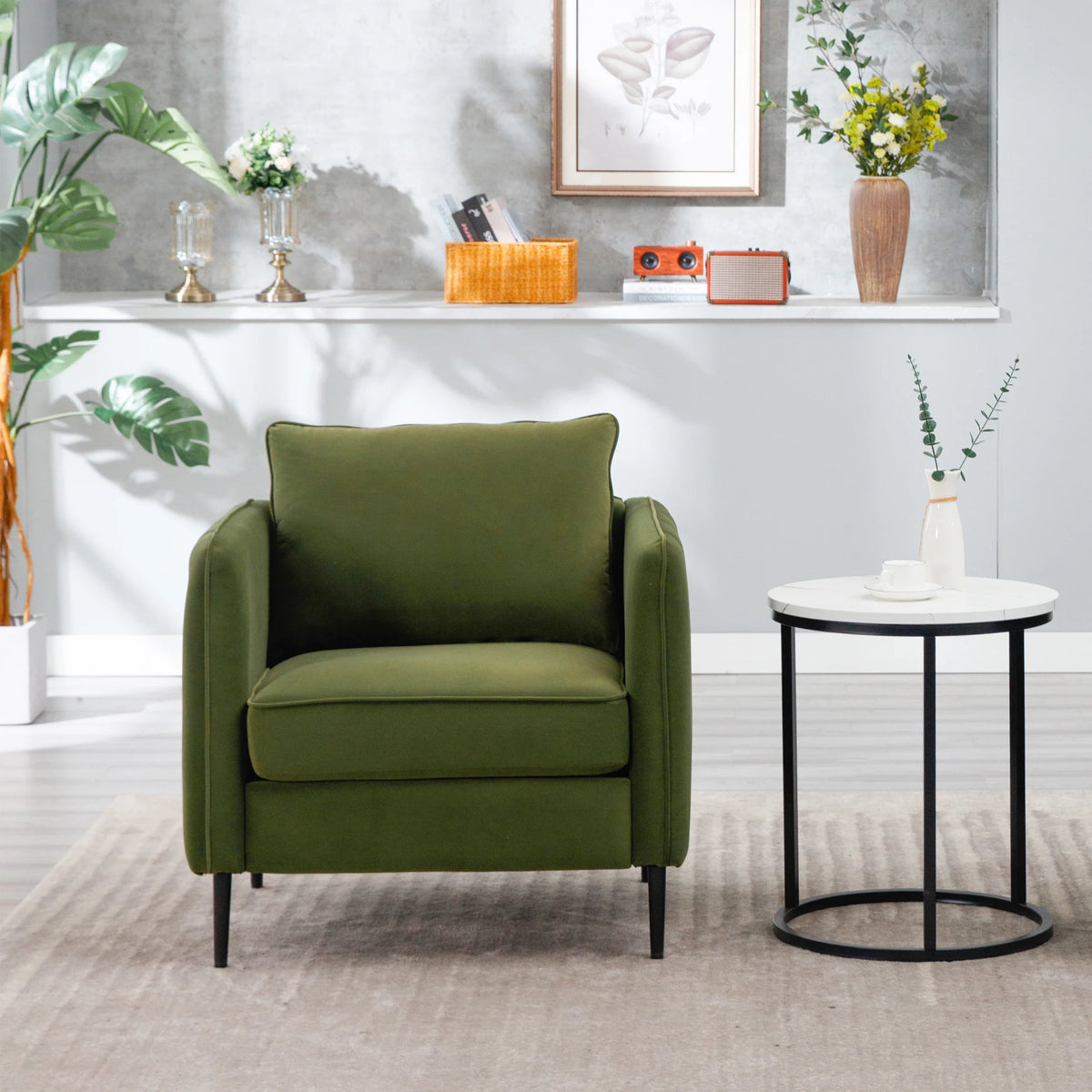 32.68-inch Comfortable Single Sofa With A Medieval-modern Style Featuring Comfortable Cushions and Backrests Suitable For Bedrooms Offices or Reading Spaces