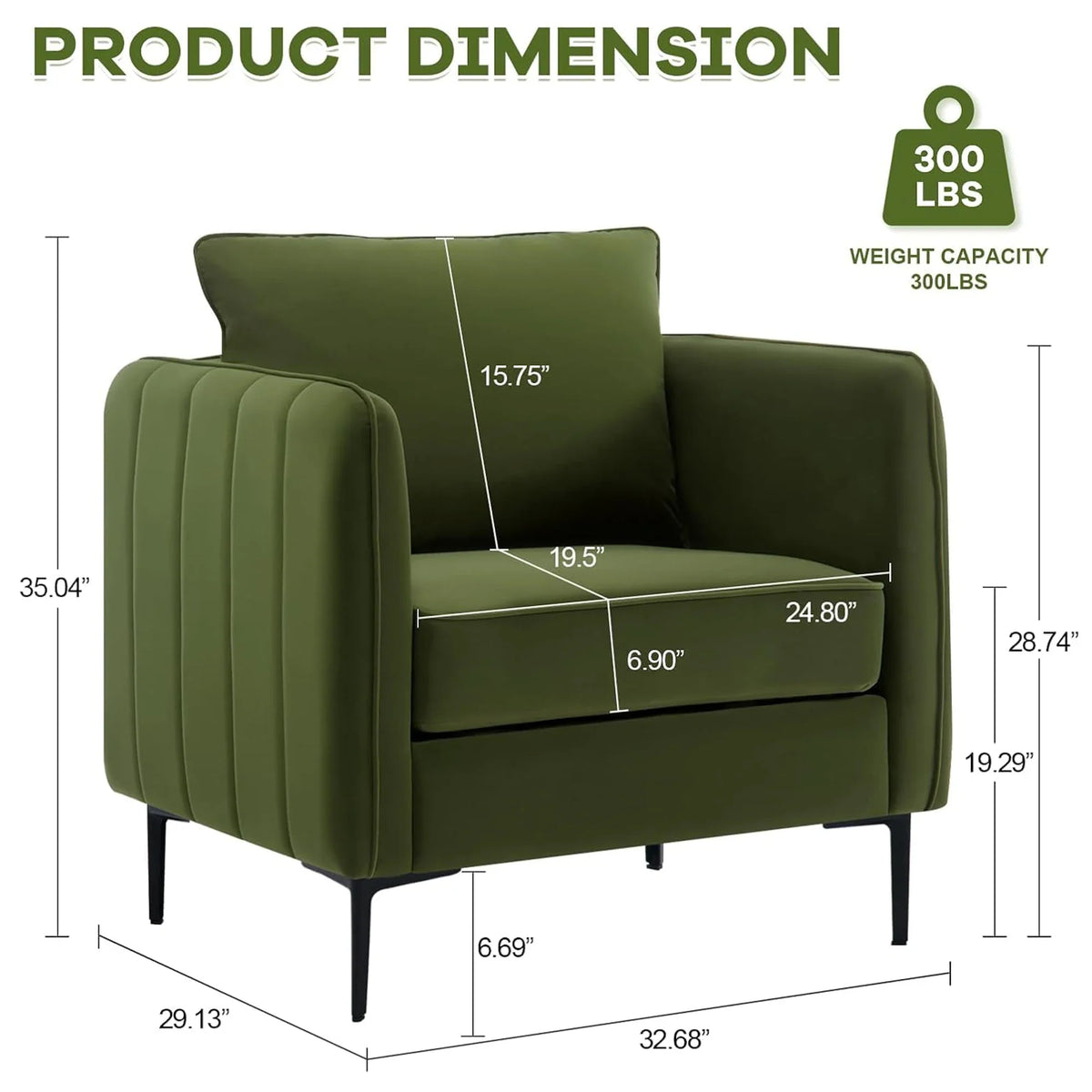 32.68-inch Comfortable Single Sofa With A Medieval-modern Style Featuring Comfortable Cushions and Backrests Suitable For Bedrooms Offices or Reading Spaces
