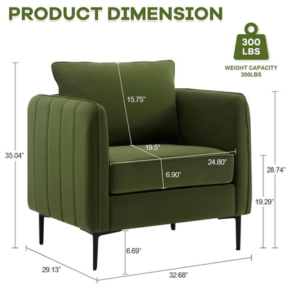 32.68-inch Comfortable Single Sofa With A Medieval-modern Style Featuring Comfortable Cushions and Backrests Suitable For Bedrooms Offices or Reading Spaces