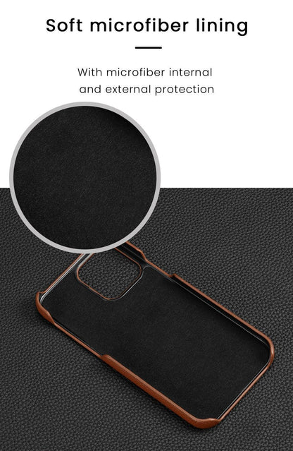 Neon Orange Genuine Leather iPhone Case