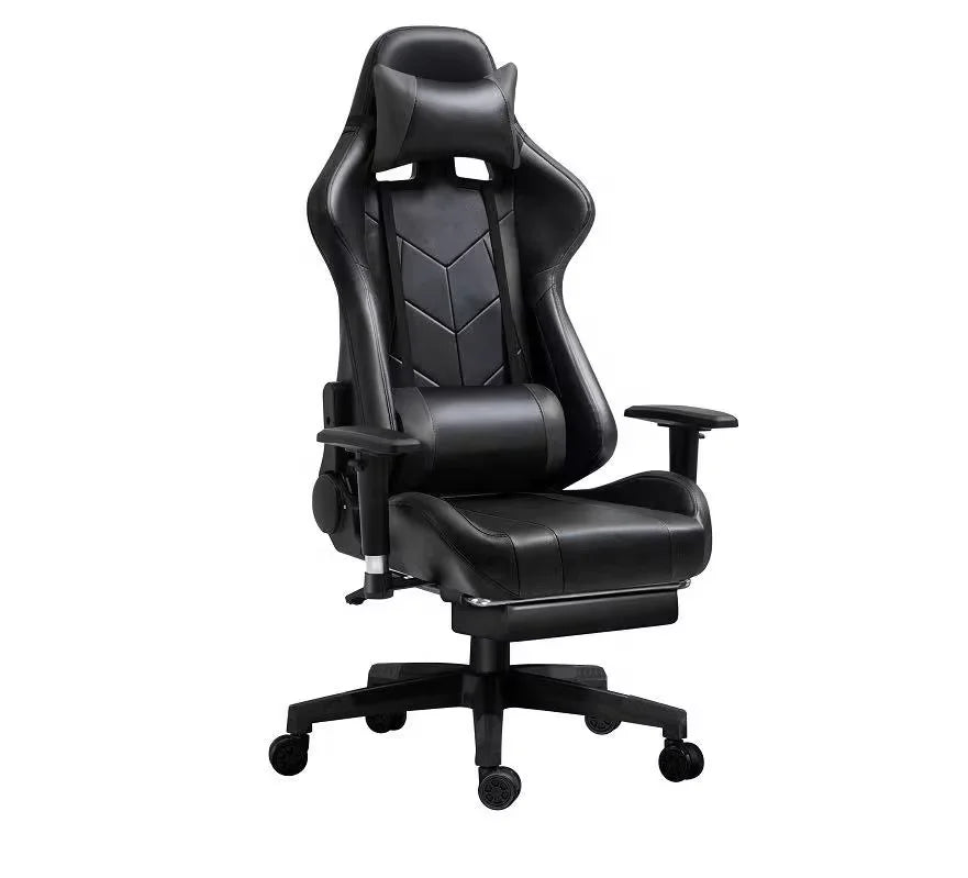 Black Red Gaming Chair with 180° Reclining Backrest Adjustable Height Ergonomic Office Computer Chair Retractable Footrest
