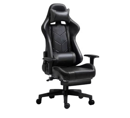 Black Red Gaming Chair with 180° Reclining Backrest Adjustable Height Ergonomic Office Computer Chair Retractable Footrest