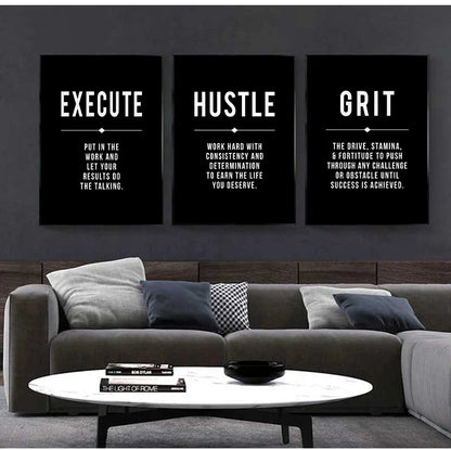 Grind Hustle Success Motivational Posters and Prints Office Decor Modern Art Entrepreneur Motivation Canvas Painting Pictures