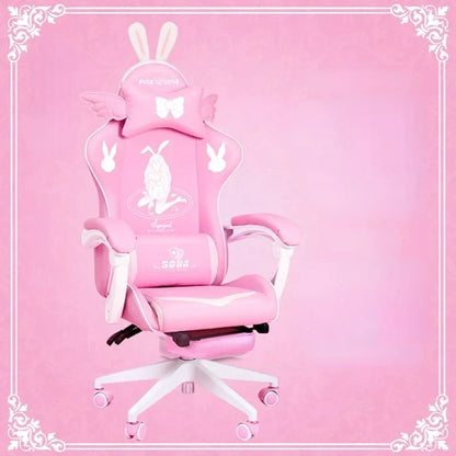 Pink gaming  High-quality girls cartoon home live Gamer  comfortable Swivel  Adjustable office computer Chair