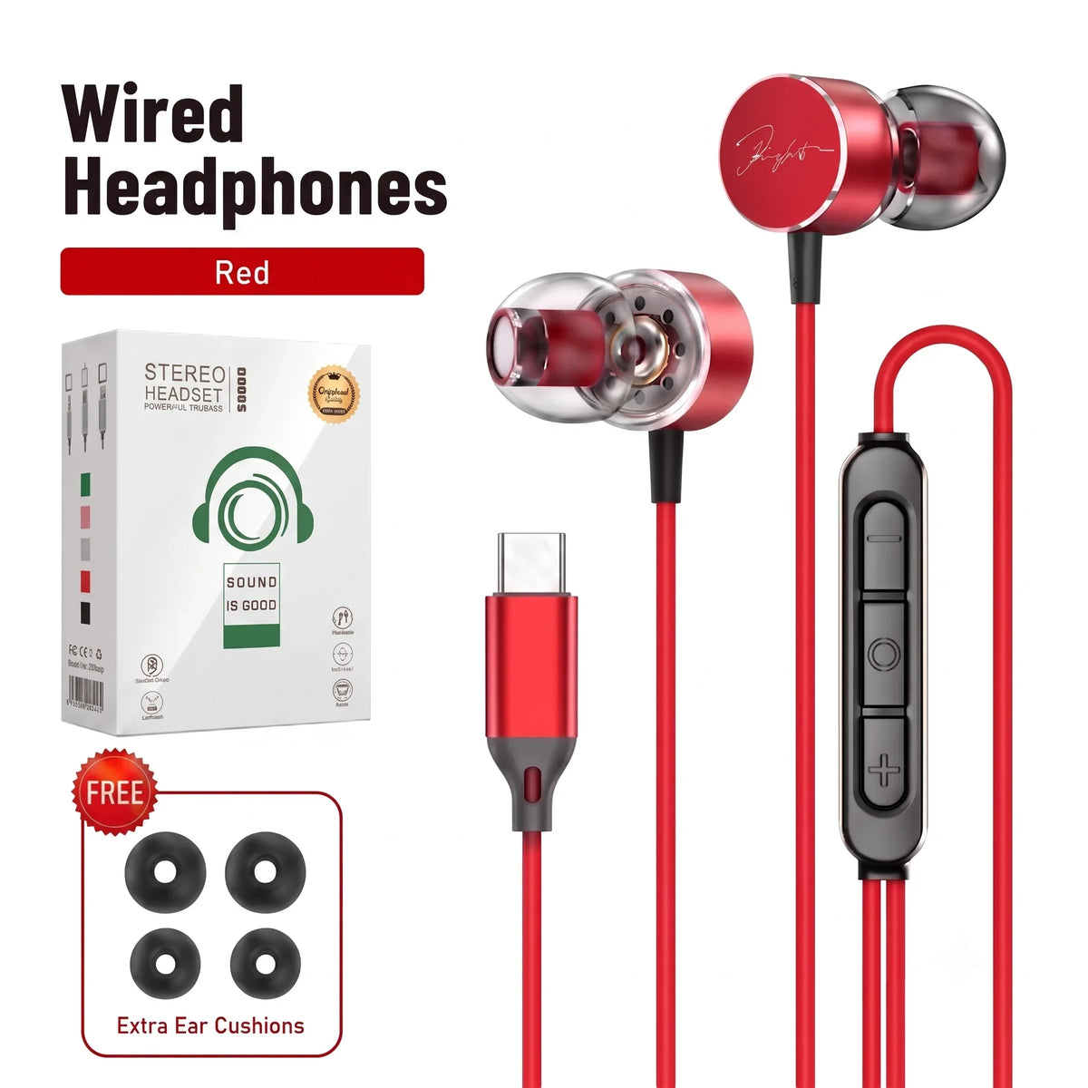 Wired Earphones 9D Surround Sound Type C Headphones Volume Control Headset With HD Mic Earbuds For iPhone 17 Pro Samsung Galaxy