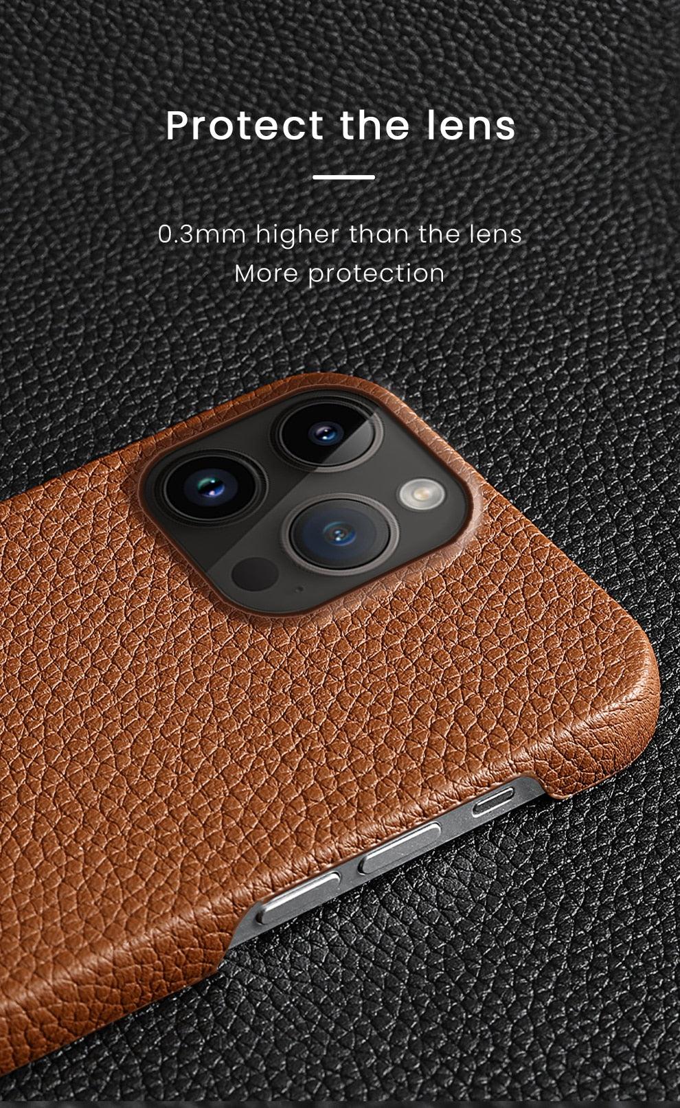 Neon Orange Genuine Leather iPhone Case – product view 20