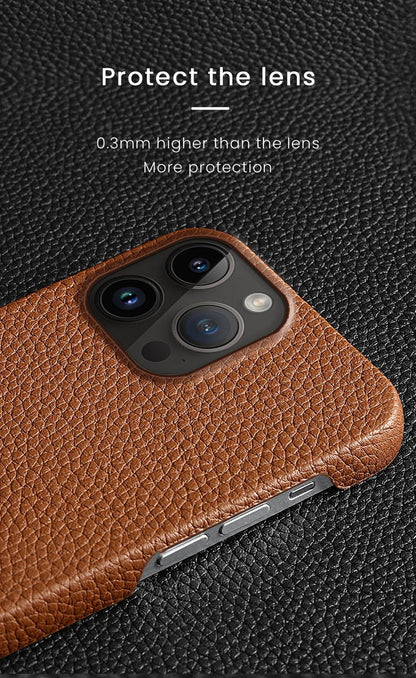 Neon Orange Genuine Leather iPhone Case – product view 20