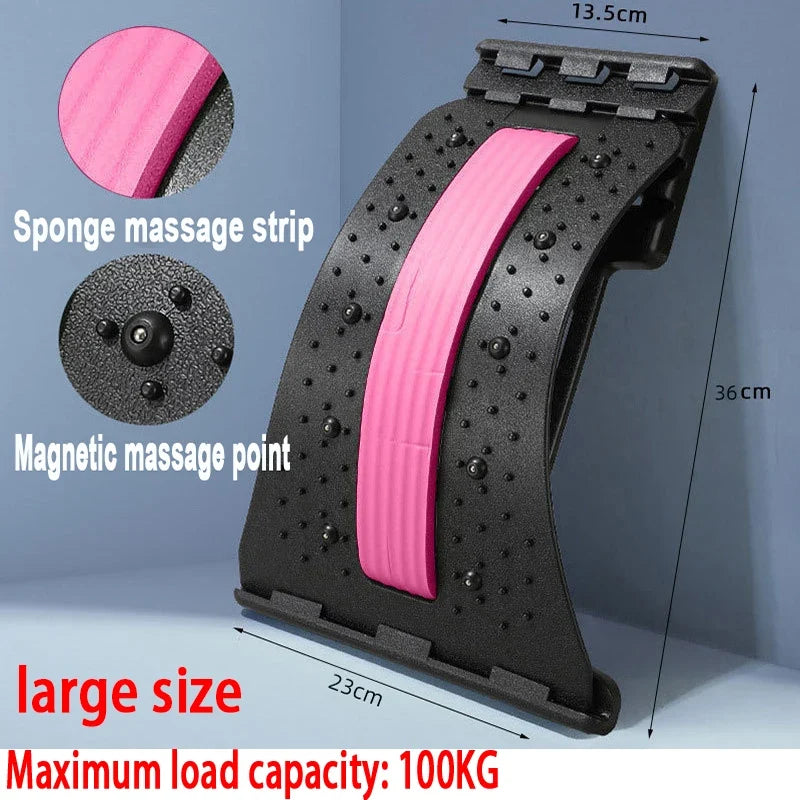 4-Level Adjustable Back Stretcher Lumbar Support Massage Roller with Sponge Strip for Spine Relax Home Office Yoga Aid
