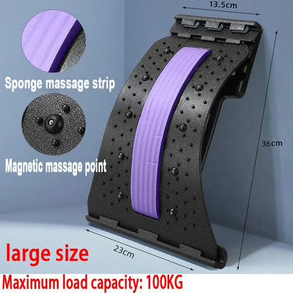 4-Level Adjustable Back Stretcher Lumbar Support Massage Roller with Sponge Strip for Spine Relax Home Office Yoga Aid