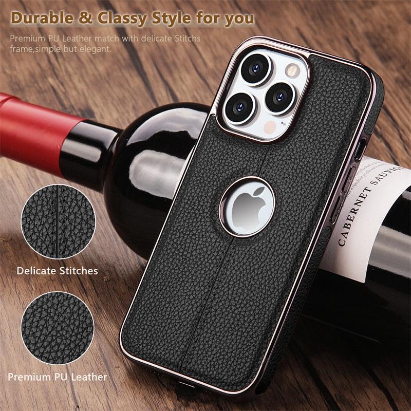 Textured Leather iPhone 14 Case