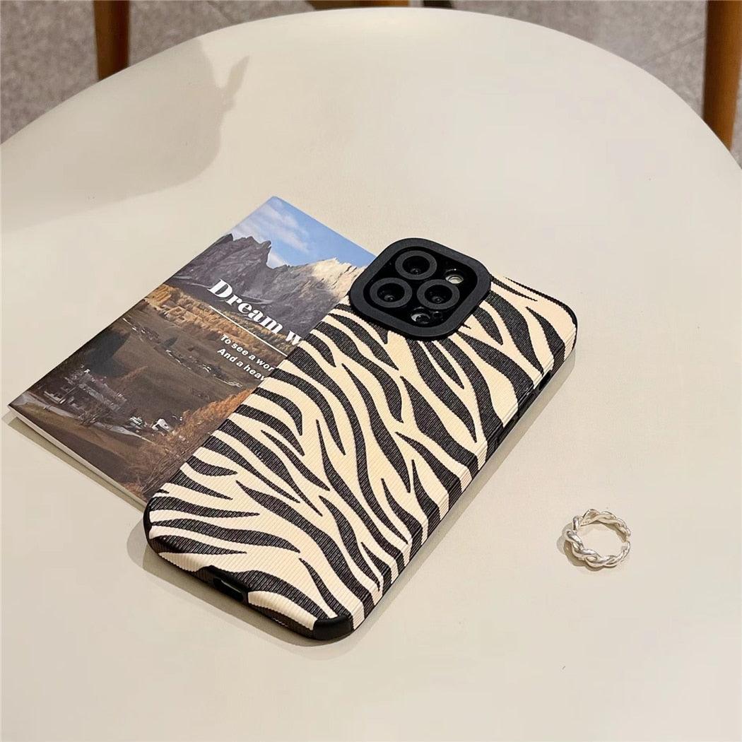 Black & White Zebra Leather iPhone Case – product view 5