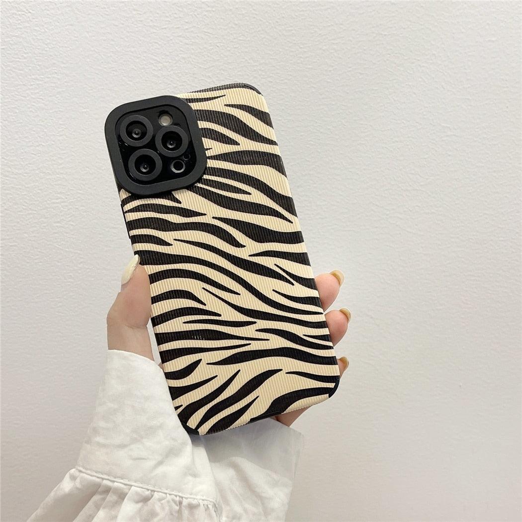 Black & White Zebra Leather iPhone Case – product view 3