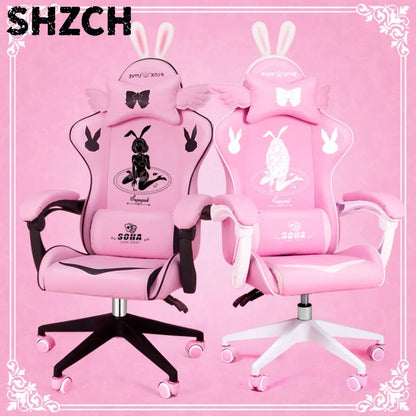 Pink gaming  High-quality girls cartoon home live Gamer  comfortable Swivel  Adjustable office computer Chair