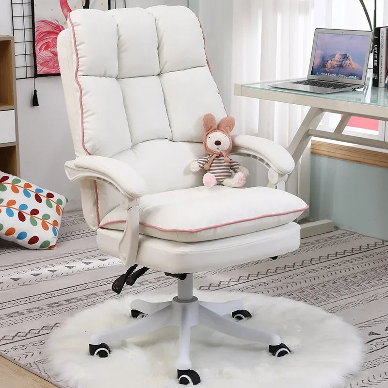Office  Reclining Armchair with Footrest WCG Computer Gaming  Internet Cafe Gamer  bedroom study  Pink white
