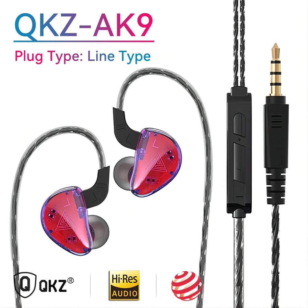 QKZ AK3 FiLe Wired Earphone with Microphone HiFi Music Monitor Bass Headphones Noise Cancelling Headset For Sport Gaming Earbuds