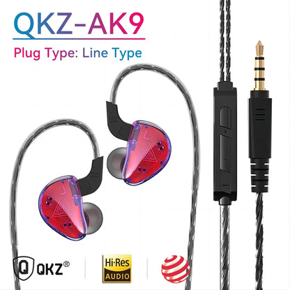 QKZ AK3 FiLe Wired Earphone with Microphone HiFi Music Monitor Bass Headphones Noise Cancelling Headset For Sport Gaming Earbuds